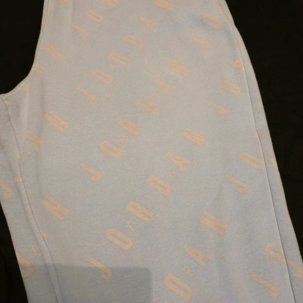 Jordan Jogger Pants Mens Medium Blue Fleece Allover Jordan‎ Logo Sweatpants